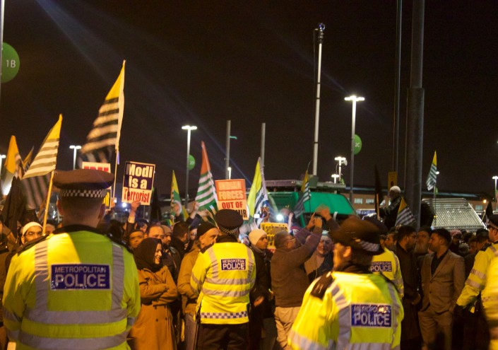 Police Supervising Protesters Outside Wembley